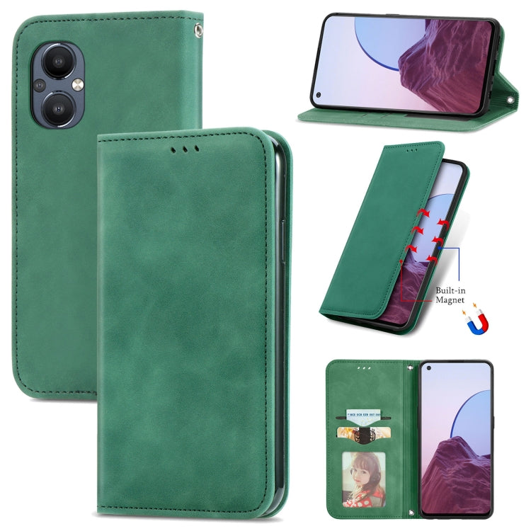 For OnePlus Nord N20 5G Retro Skin Feel Magnetic Leather Case