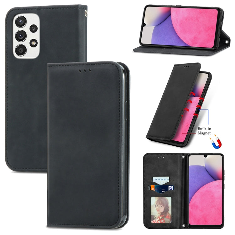 For Samsung Galaxy A33 5G Retro Skin Feel Magnetic Leather Case