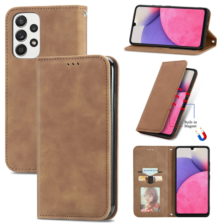 For Samsung Galaxy A33 5G Retro Skin Feel Magnetic Leather Case