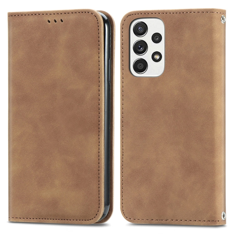 For Samsung Galaxy A33 5G Retro Skin Feel Magnetic Leather Case
