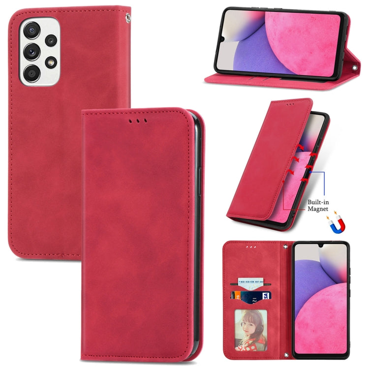 For Samsung Galaxy A33 5G Retro Skin Feel Magnetic Leather Case