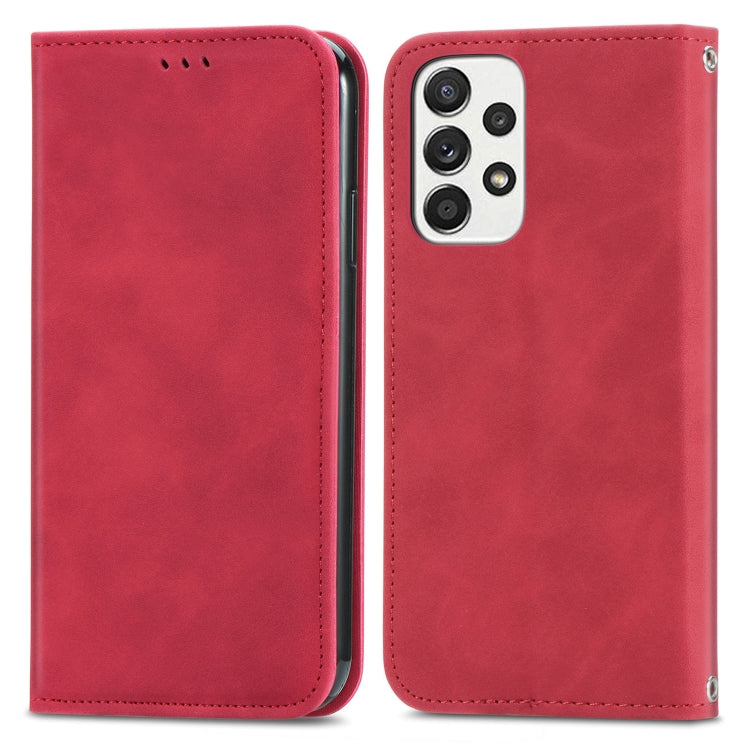 For Samsung Galaxy A33 5G Retro Skin Feel Magnetic Leather Case