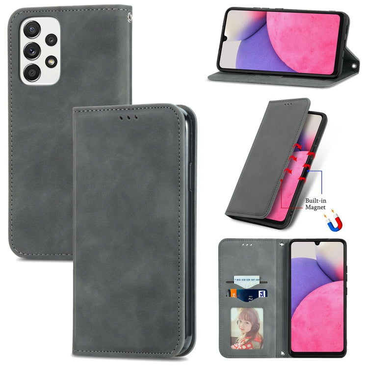 For Samsung Galaxy A33 5G Retro Skin Feel Magnetic Leather Case