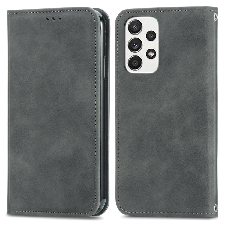 For Samsung Galaxy A33 5G Retro Skin Feel Magnetic Leather Case