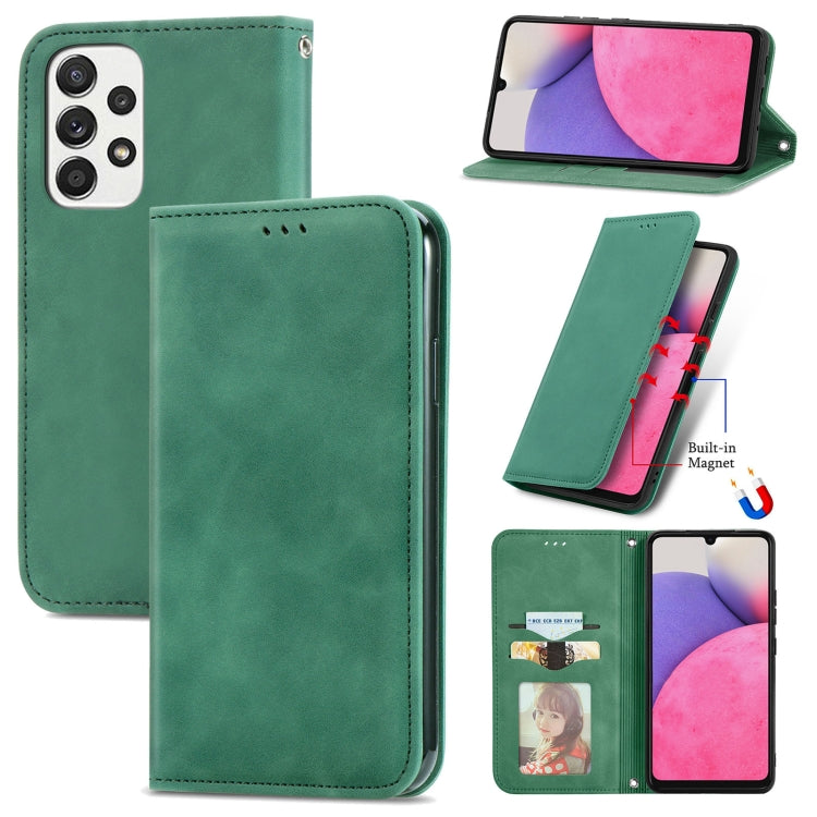 For Samsung Galaxy A33 5G Retro Skin Feel Magnetic Leather Case