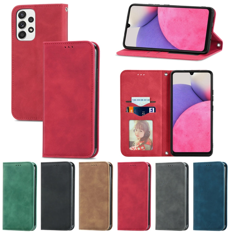 For Samsung Galaxy A33 5G Retro Skin Feel Magnetic Leather Case