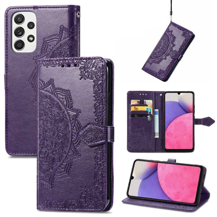 For Samsung Galaxy A33 5G Mandala Flower Embossed Leather Case