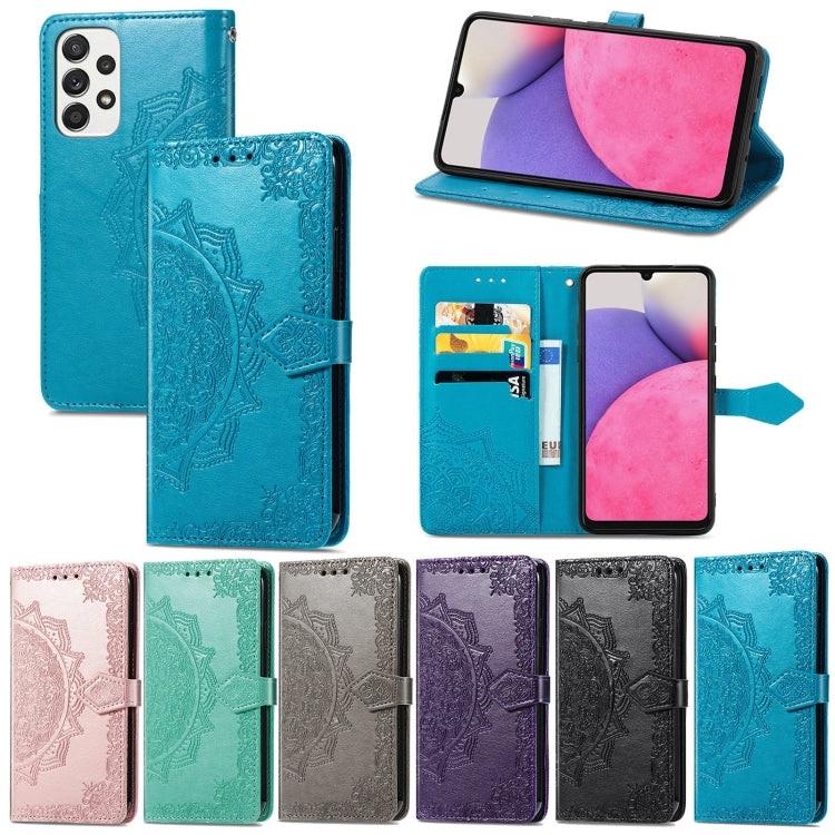 For Samsung Galaxy A33 5G Mandala Flower Embossed Leather Case