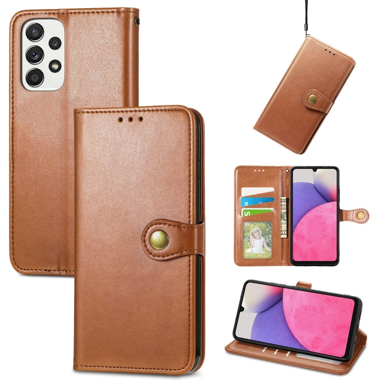 For Samsung Galaxy A33 5G Solid Color Leather Buckle Phone Case