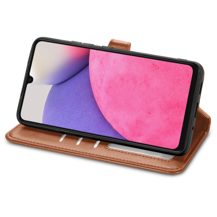 For Samsung Galaxy A33 5G Solid Color Leather Buckle Phone Case