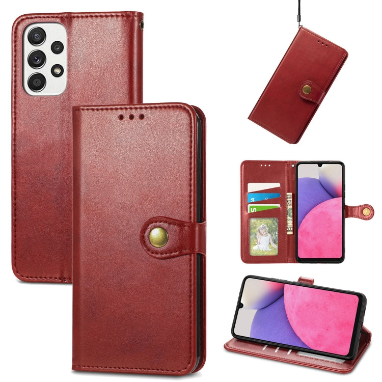 For Samsung Galaxy A33 5G Solid Color Leather Buckle Phone Case