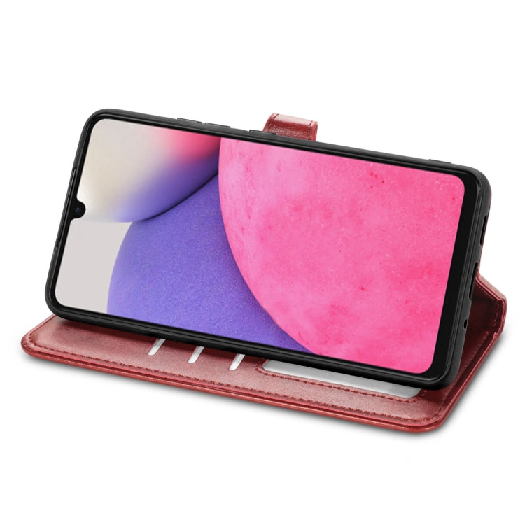 For Samsung Galaxy A33 5G Solid Color Leather Buckle Phone Case