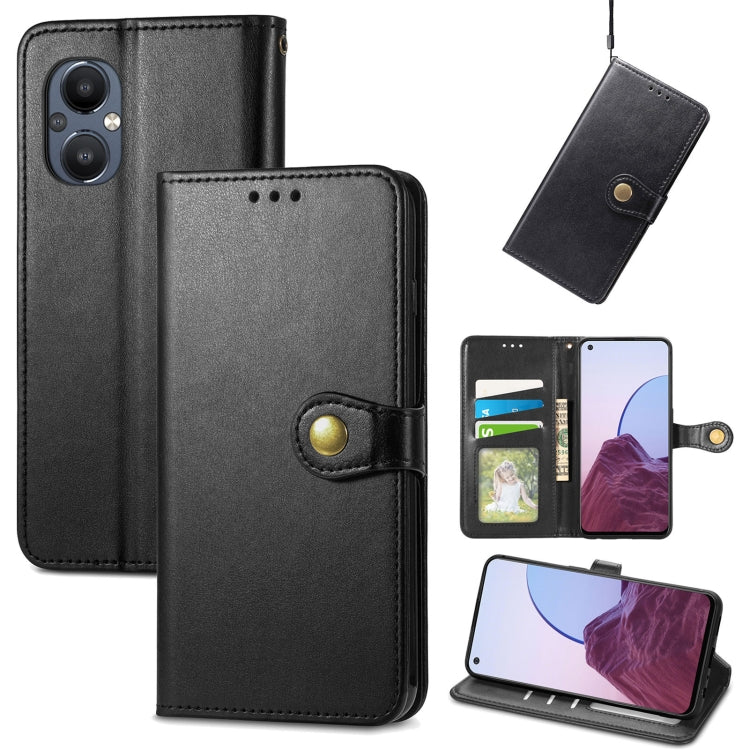For OnePlus Nord N20 5G Solid Color Leather Buckle Phone Case