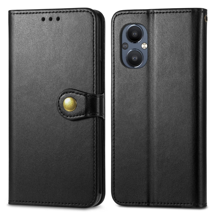 For OnePlus Nord N20 5G Solid Color Leather Buckle Phone Case