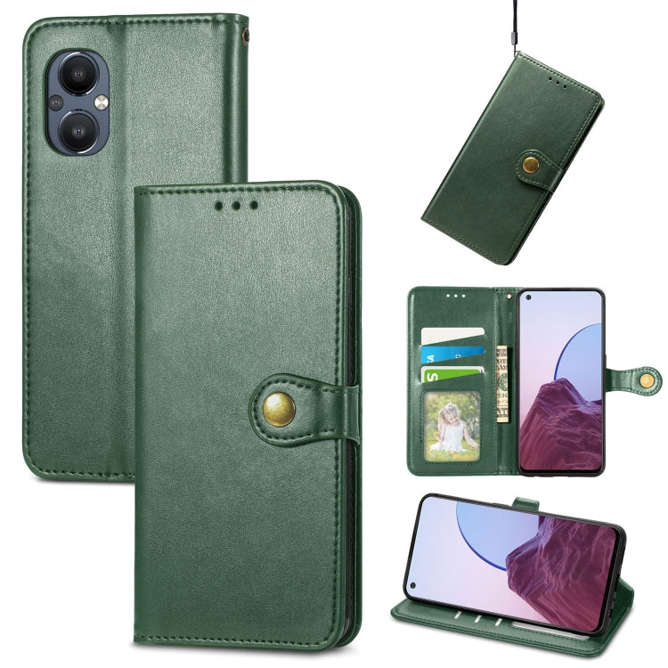 For OnePlus Nord N20 5G Solid Color Leather Buckle Phone Case