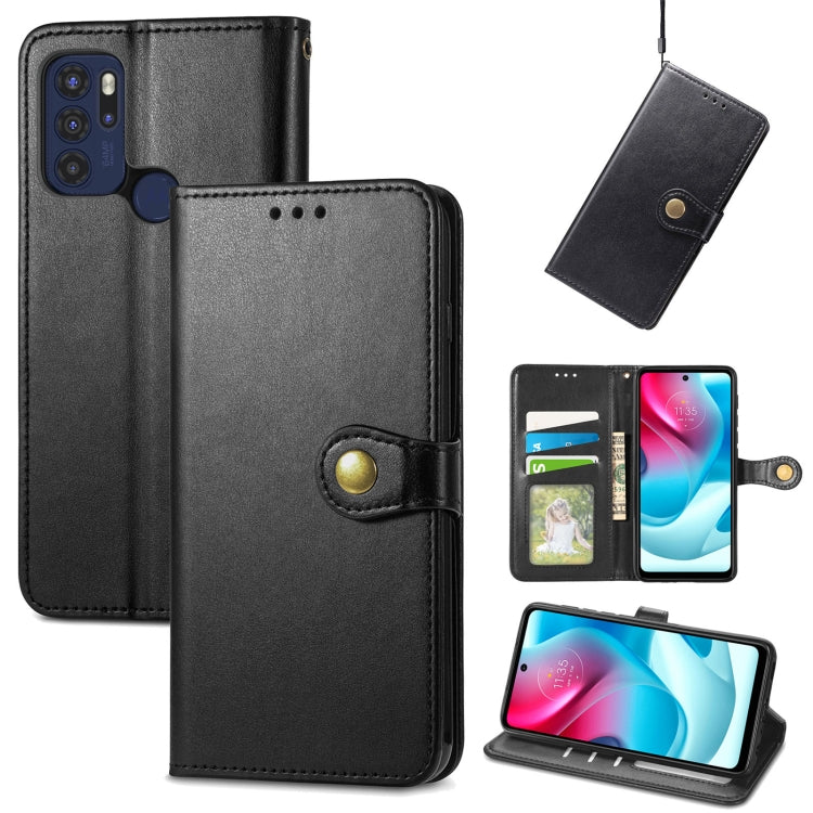 For Motorola Moto G60s Solid Color Leather Buckle Phone Case