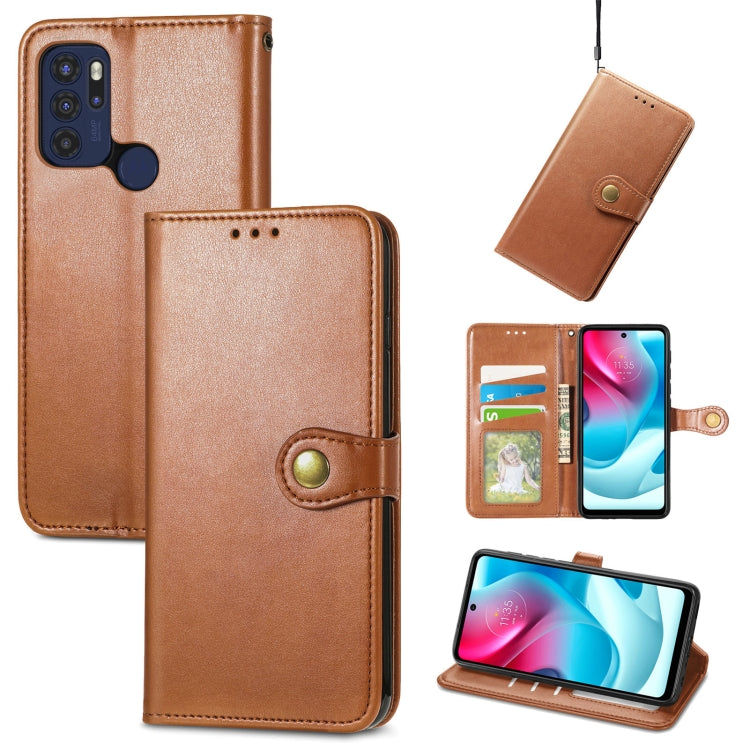 For Motorola Moto G60s Solid Color Leather Buckle Phone Case