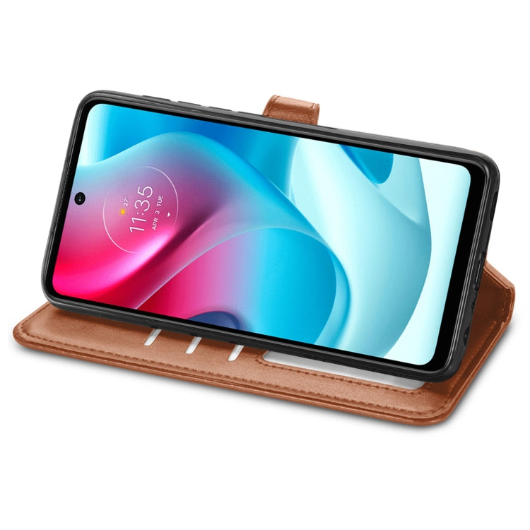 For Motorola Moto G60s Solid Color Leather Buckle Phone Case