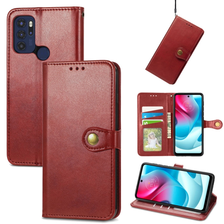 For Motorola Moto G60s Solid Color Leather Buckle Phone Case