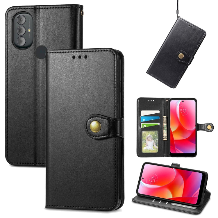 For Motorola Moto G Power 2022 Solid Color Leather Buckle Phone Case