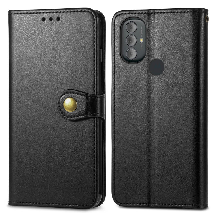 For Motorola Moto G Power 2022 Solid Color Leather Buckle Phone Case