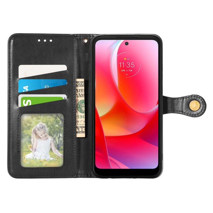 For Motorola Moto G Power 2022 Solid Color Leather Buckle Phone Case