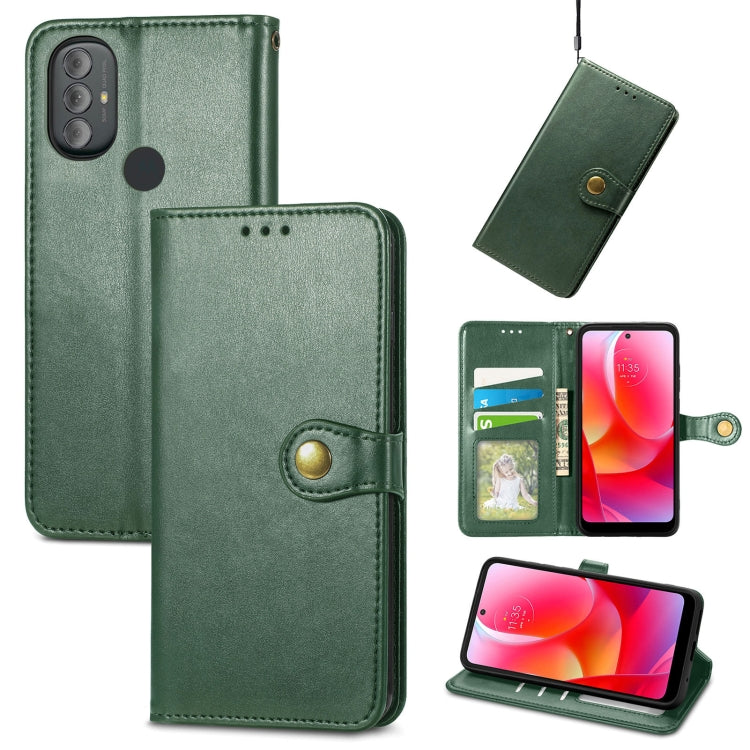 For Motorola Moto G Power 2022 Solid Color Leather Buckle Phone Case
