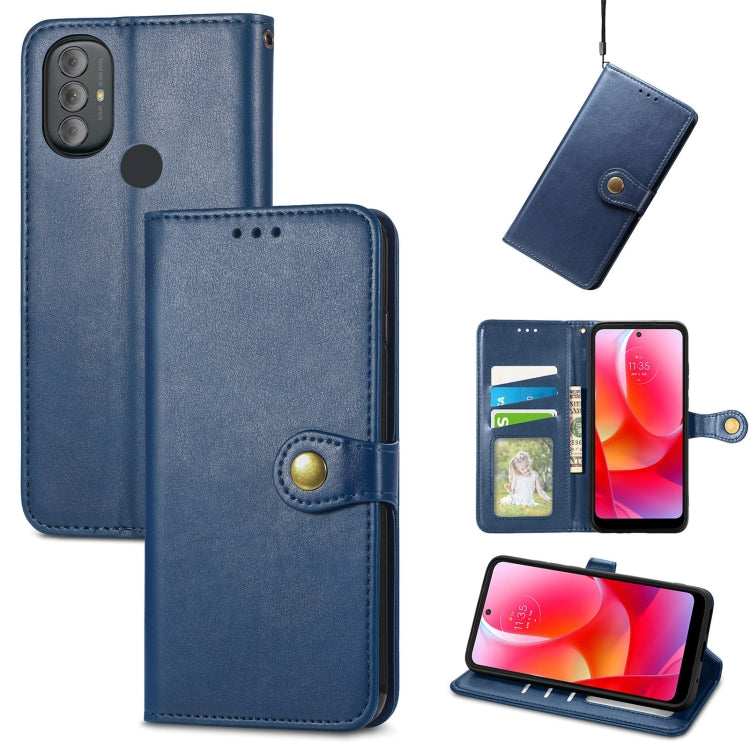 For Motorola Moto G Power 2022 Solid Color Leather Buckle Phone Case