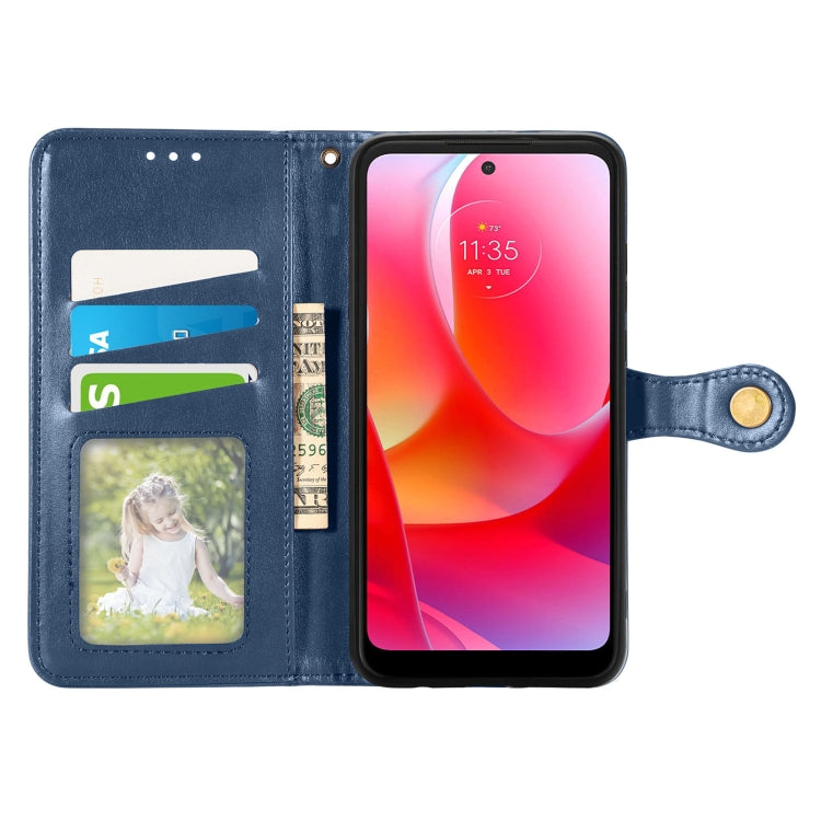 For Motorola Moto G Power 2022 Solid Color Leather Buckle Phone Case