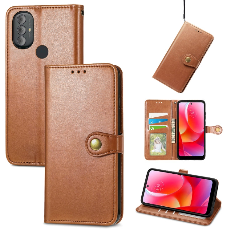 For Motorola Moto G Power 2022 Solid Color Leather Buckle Phone Case