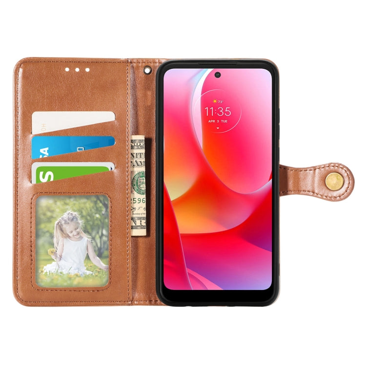 For Motorola Moto G Power 2022 Solid Color Leather Buckle Phone Case