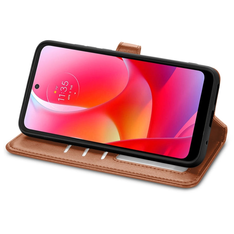 For Motorola Moto G Power 2022 Solid Color Leather Buckle Phone Case