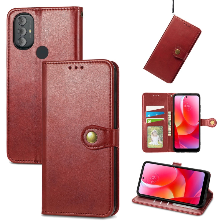 For Motorola Moto G Power 2022 Solid Color Leather Buckle Phone Case
