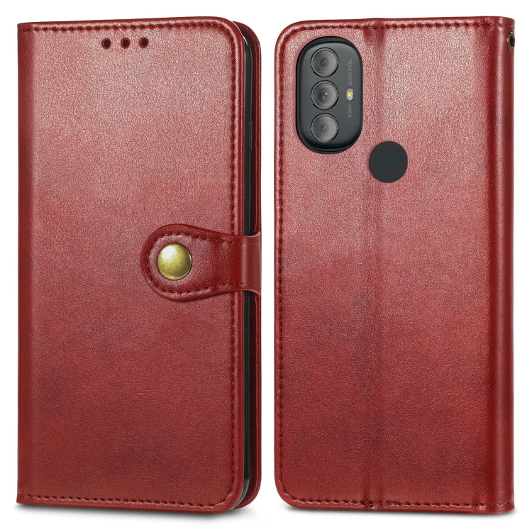 For Motorola Moto G Power 2022 Solid Color Leather Buckle Phone Case