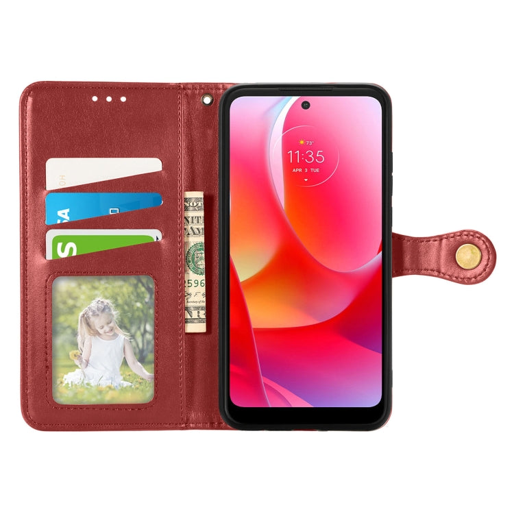 For Motorola Moto G Power 2022 Solid Color Leather Buckle Phone Case