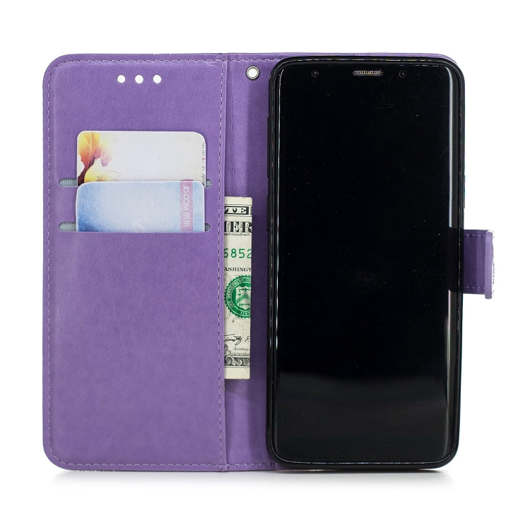 For Galaxy S9 Diamond Encrusted Butterflies Love Flowers Pattern Horizontal Flip Leather Case with Holder & Card Slots & Wallet & Lanyard