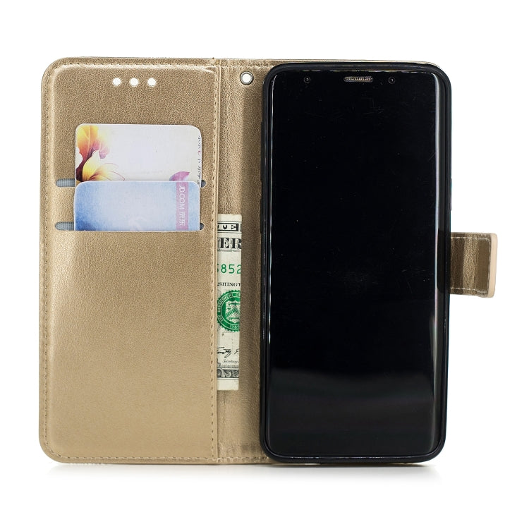 For Galaxy S9 Diamond Encrusted Butterflies Love Flowers Pattern Horizontal Flip Leather Case with Holder & Card Slots & Wallet & Lanyard