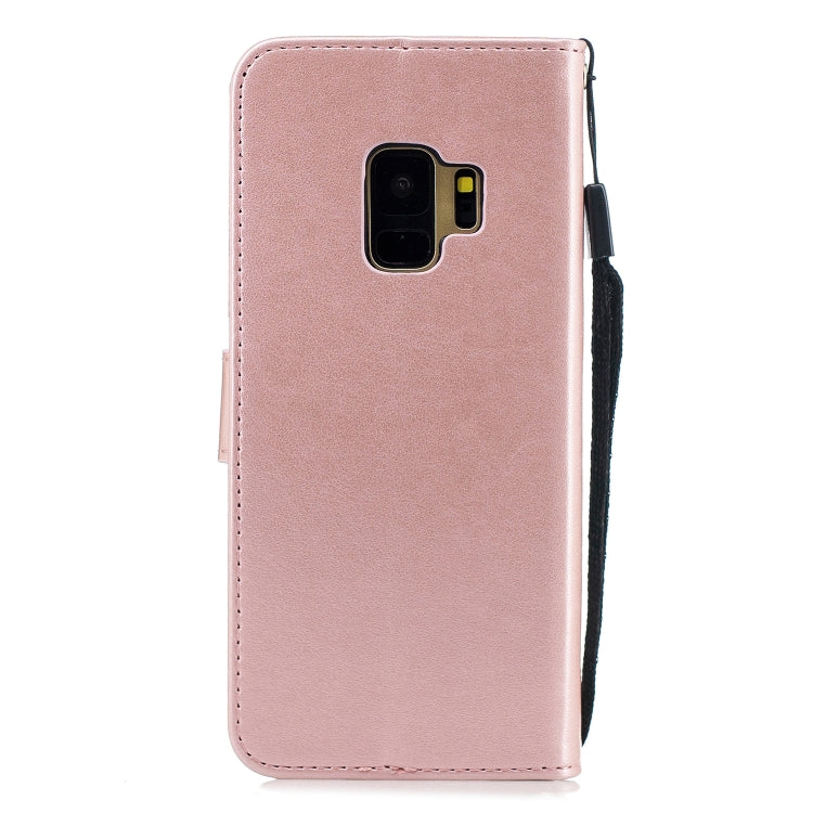 For Galaxy S9 Diamond Encrusted Butterflies Love Flowers Pattern Horizontal Flip Leather Case with Holder & Card Slots & Wallet & Lanyard