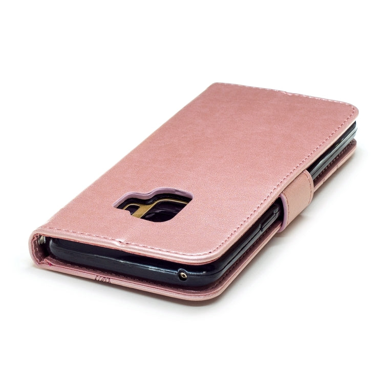 For Galaxy S9 Diamond Encrusted Butterflies Love Flowers Pattern Horizontal Flip Leather Case with Holder & Card Slots & Wallet & Lanyard