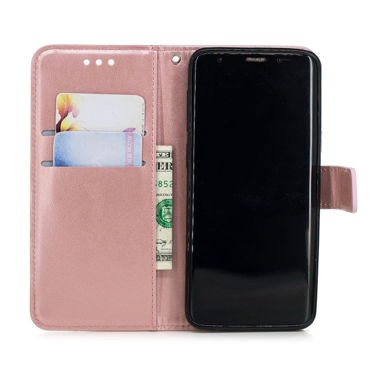 For Galaxy S9 Diamond Encrusted Butterflies Love Flowers Pattern Horizontal Flip Leather Case with Holder & Card Slots & Wallet & Lanyard