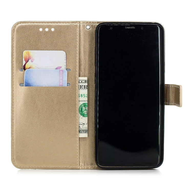 Diamond Encrusted Butterflies Love Flowers Pattern Horizontal Flip Leather Case  for Galaxy S9 Plus , with Holder & Card Slots & Wallet & Lanyard