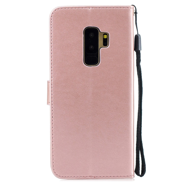 Diamond Encrusted Butterflies Love Flowers Pattern Horizontal Flip Leather Case  for Galaxy S9 Plus , with Holder & Card Slots & Wallet & Lanyard
