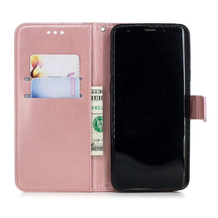 Diamond Encrusted Butterflies Love Flowers Pattern Horizontal Flip Leather Case  for Galaxy S9 Plus , with Holder & Card Slots & Wallet & Lanyard
