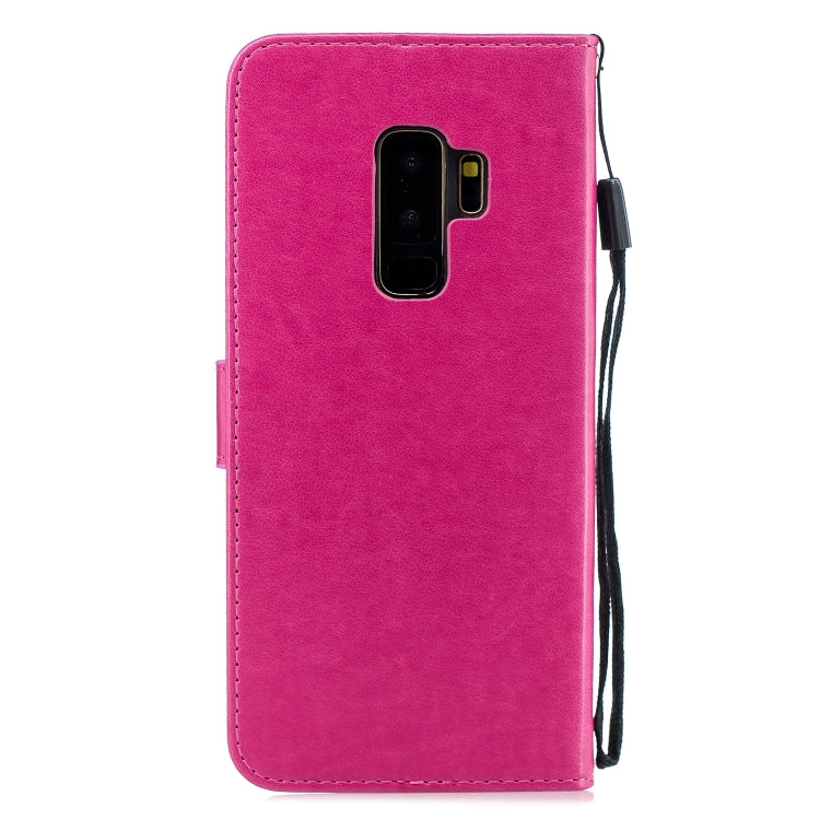 Diamond Encrusted Butterflies Love Flowers Pattern Horizontal Flip Leather Case  for Galaxy S9 Plus , with Holder & Card Slots & Wallet & Lanyard