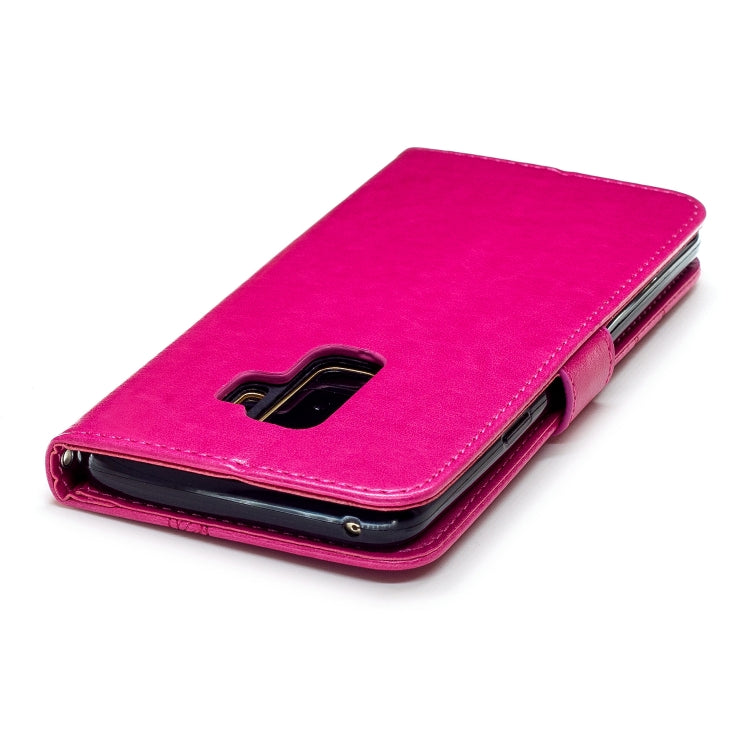 Diamond Encrusted Butterflies Love Flowers Pattern Horizontal Flip Leather Case  for Galaxy S9 Plus , with Holder & Card Slots & Wallet & Lanyard