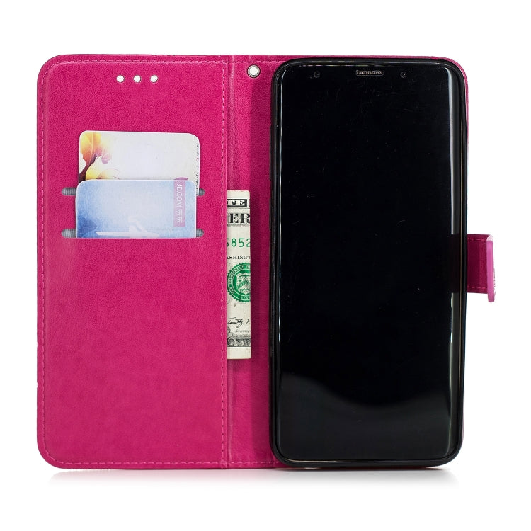 Diamond Encrusted Butterflies Love Flowers Pattern Horizontal Flip Leather Case  for Galaxy S9 Plus , with Holder & Card Slots & Wallet & Lanyard