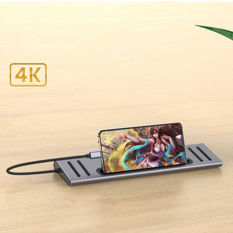 12-in-1 Type-C to PD+HDMI x 2+3.5mm+RJ45+SD/TF+USB3.0x4+Type-C HUB Docking Station