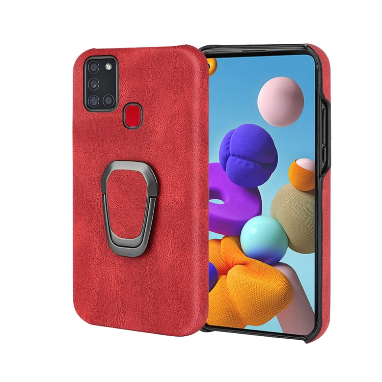 Ring Holder PU Phone Case For Samsung Galaxy A21s