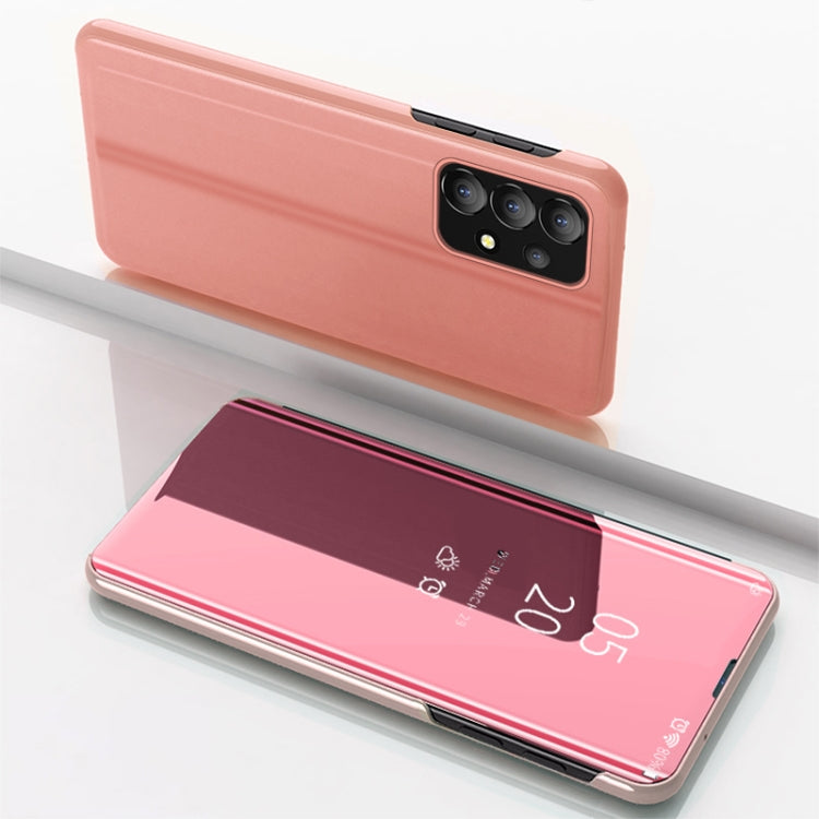 For Samsung Galaxy A53 5G Plated Mirror Flip Leather Case with Holder
