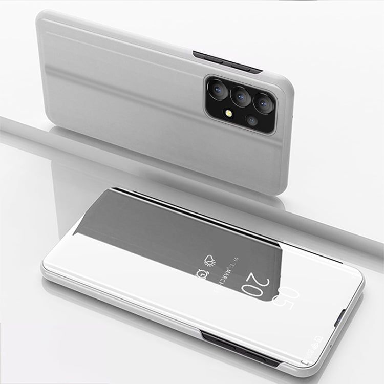 For Samsung Galaxy A53 5G Plated Mirror Flip Leather Case with Holder